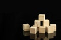 Wood cube block puzzle on black background Royalty Free Stock Photo