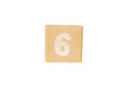 Wood cube numer isolated on background Royalty Free Stock Photo