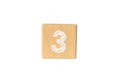 Wood cube numer isolated on background Royalty Free Stock Photo