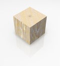 Wood cube solid block isolated