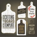 Wood cutting board template with usage examples.