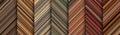 Wood detailed striped geometric patterns composed of big amount of thin multicolored stripes