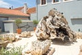 Wood details in Fiskardo village square, Kefalonia island,Greece.