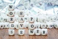 Wood dice with WORDS HAVE POWER Royalty Free Stock Photo