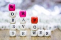 Wood dice with WORDS HAVE POWER Royalty Free Stock Photo