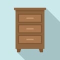 Wood documents drawer icon, flat style