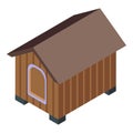 Wood dog kennel icon isometric vector. Doghouse pet