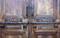 Wood, door, decorative surface, relief, Street, nature, background. Royalty Free Stock Photo