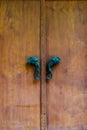 Wood door with elephant head handle