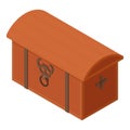 Wood dower chest icon, isometric style