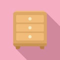Wood drawer icon flat vector. Room design