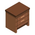 Wood drawer icon, isometric style