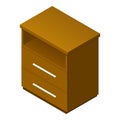 Wood drawer icon, isometric style