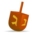 Wood dreidel icon, realistic style