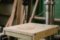 Wood Drilling Machine in a carpentry workshop