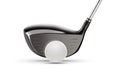 Wood Driver Golf Club and Golf Ball on White Background Royalty Free Stock Photo