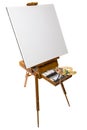 Wood easel on white background