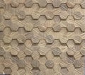Wood effect stoneware wall panel in the shape of embossed hexagons. Royalty Free Stock Photo