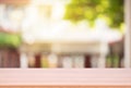 Wood Empty material wooden, deck, table with blurred abstract ba