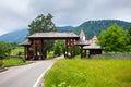 Wood entrance gate from Sambata de Sus Monastery in Transylvania Royalty Free Stock Photo