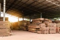 Wood factory stock and lumber board Royalty Free Stock Photo