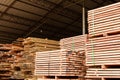 Wood factory stock and lumber board Royalty Free Stock Photo