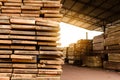 Wood factory stock and lumber board Royalty Free Stock Photo