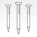 Wood fastener nails or concrete nails line art icon for apps and websites