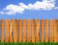 Wood fence and blue sky horizon Royalty Free Stock Photo