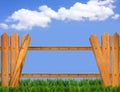 Wood fence and blue sky horizon Royalty Free Stock Photo