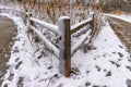 Wood Fence Corner with Freshly Fallen Snow