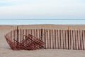 Wood Fence on an Empty Oak Street Beach along Lake Michigan in Chicago Royalty Free Stock Photo
