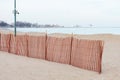 Wood Fence on an Empty Oak Street Beach along Lake Michigan in Chicago Royalty Free Stock Photo