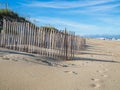 Wood fence at the sandy beach of Hatteras Island Royalty Free Stock Photo