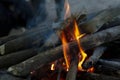 Wood fire in a traditional stove