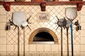 A wood-fired pizza oven