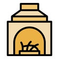 Wood fireplace icon vector flat