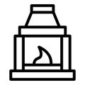 Wood fireplace icon outline vector. Furnace burning