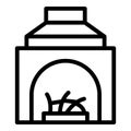 Wood fireplace icon outline vector. Furnace burning