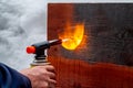 Wood firing using the old Japanese method Royalty Free Stock Photo