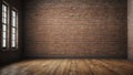 Wood floor and brick wall for Vintage wallpaper Royalty Free Stock Photo