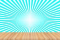 Wood floor texture and cloud blue sky sunburst background empty room with space Royalty Free Stock Photo