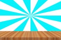 Wood floor texture and cloud blue sky sunburst background empty room with space Royalty Free Stock Photo