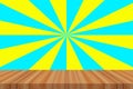 Wood floor texture and cloud blue sky sunburst background empty room with space Royalty Free Stock Photo