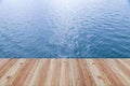Wood floor on Ocean water surface texture Deep sea waves for nat Royalty Free Stock Photo