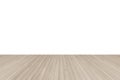 Wood floor perspective view with wooden texture in light sepia brown color isolated on white wall background Royalty Free Stock Photo