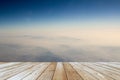 Wood floor standing empty on top of a mountain