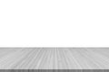 Wood floor or wooden table texture perspective view in light grey color isolated on white wall background for interior Royalty Free Stock Photo