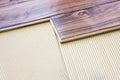 Wood flooring installed with glue Royalty Free Stock Photo