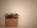 Wood flowerpot on white wall background